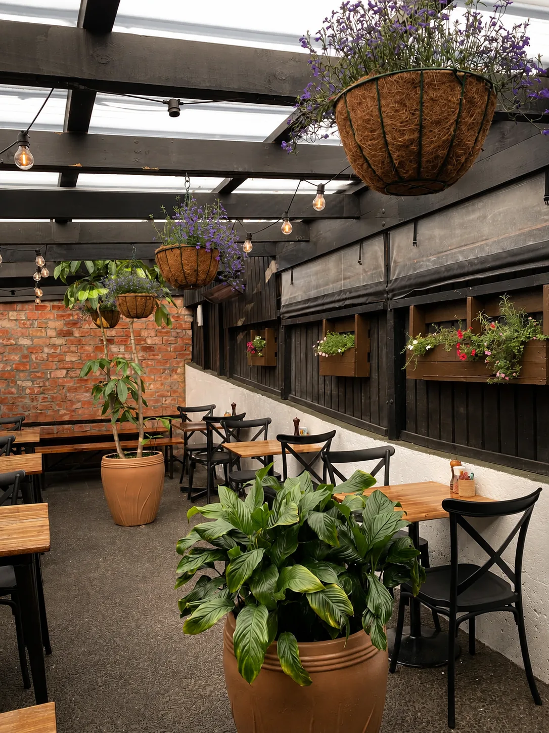 The covered courtyard at eightyeight Cafe
