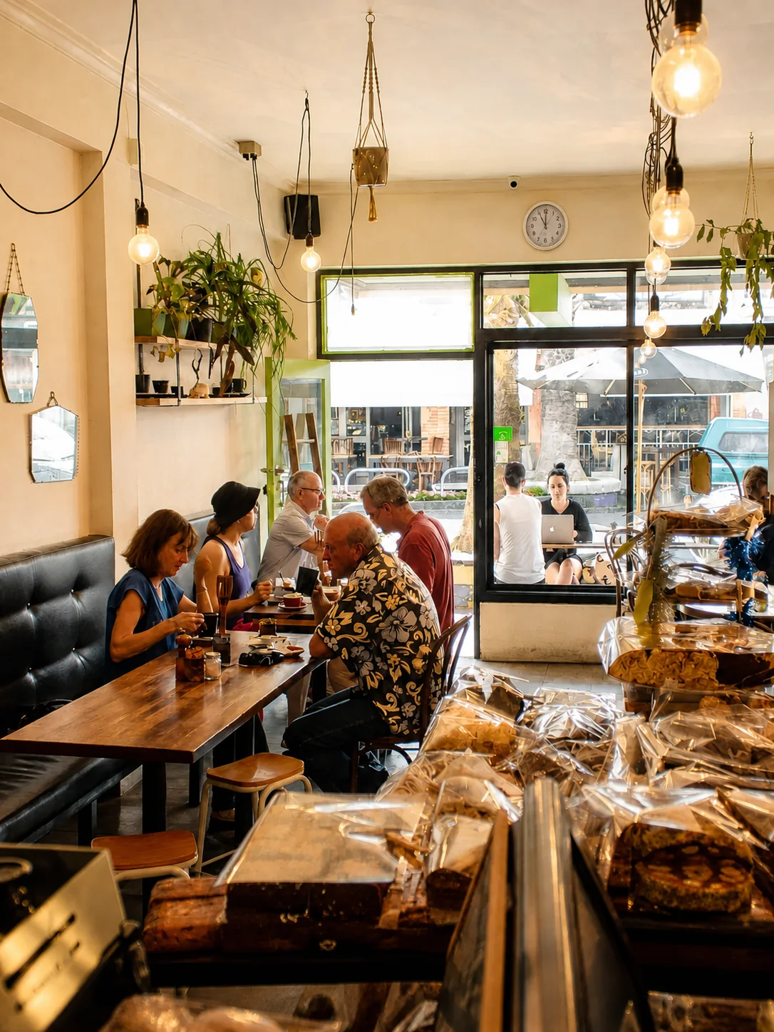Guests dining beside the cabinet at eightyeight Cafe