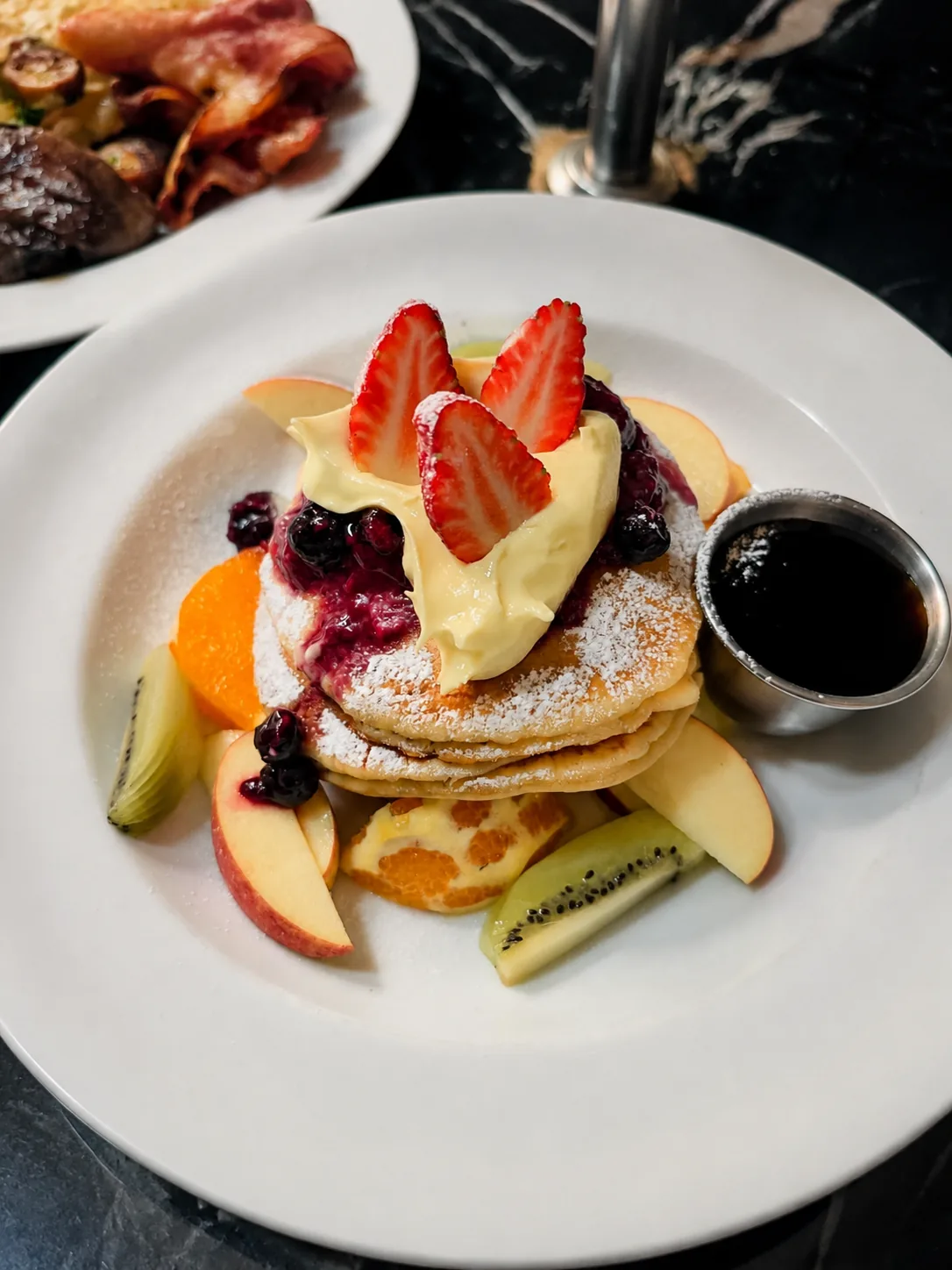 Pancakes with fruit at eightyeight Cafe